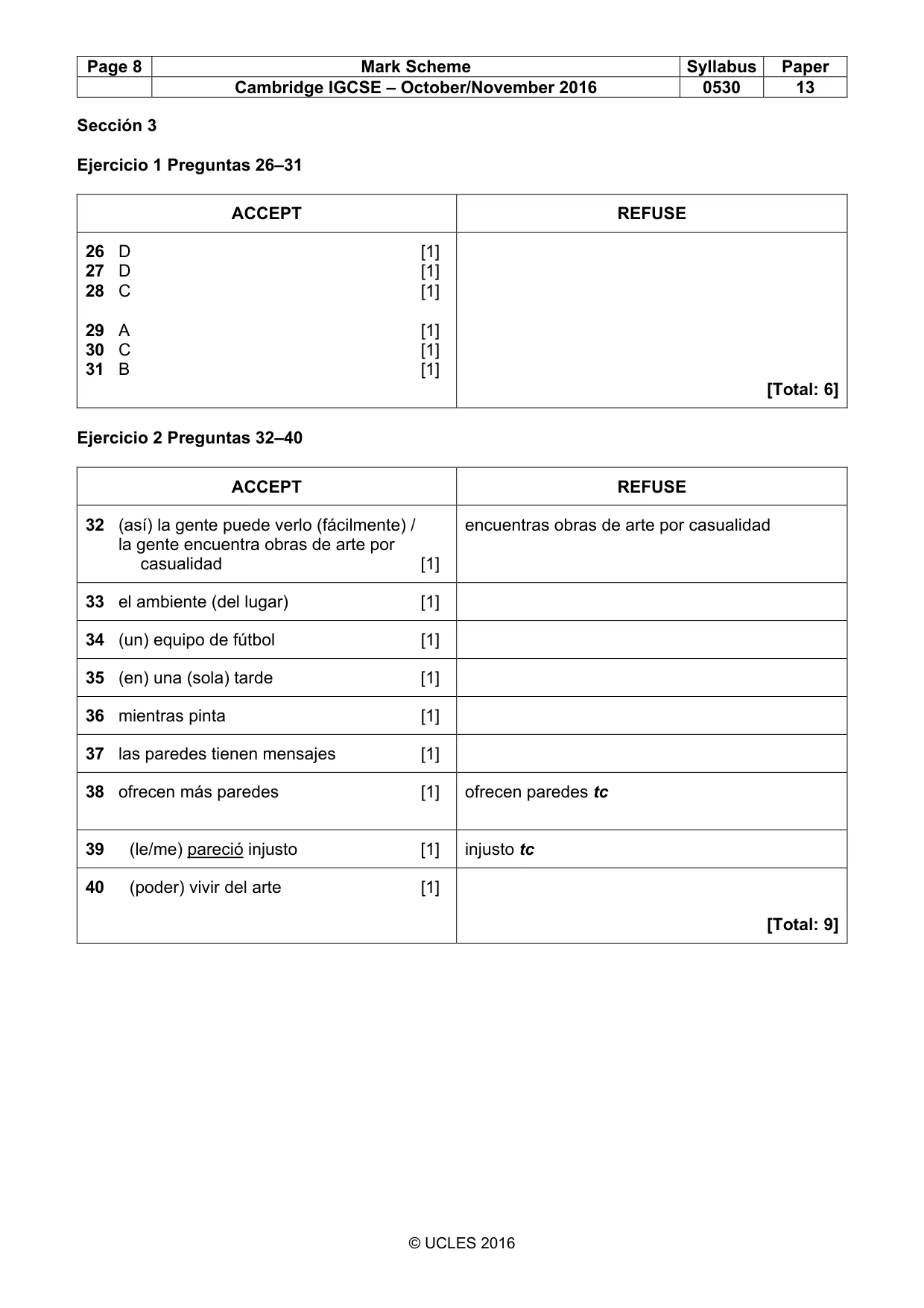 Mark scheme, page 8 of 8