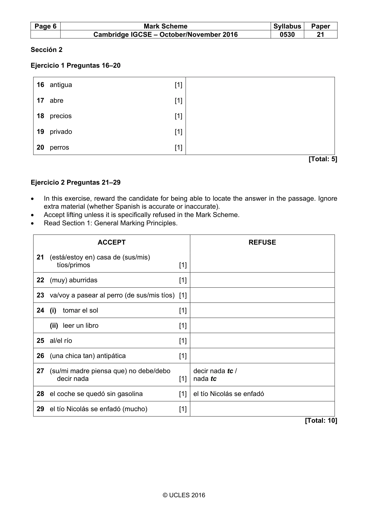 Mark scheme, page 6 of 8