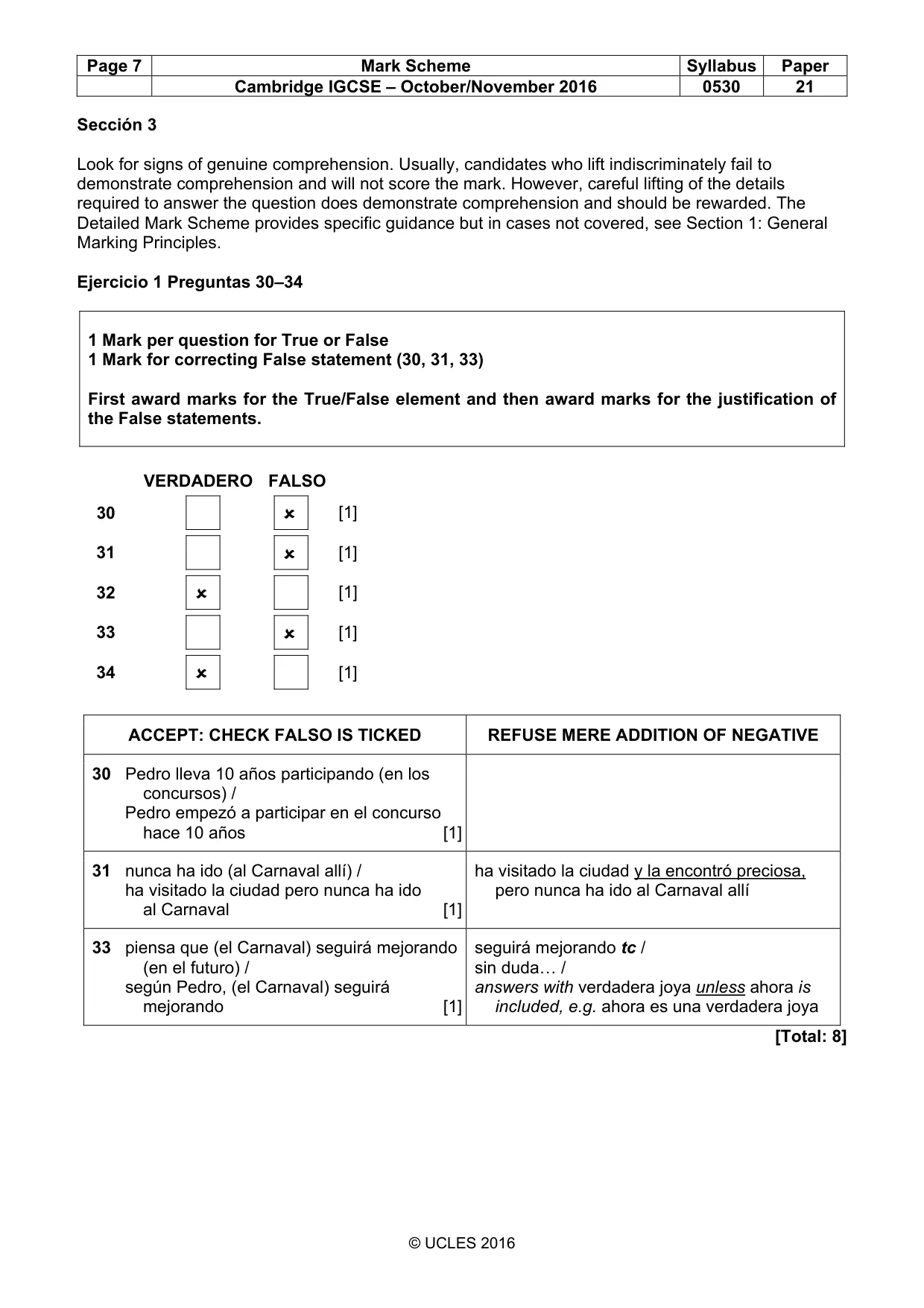 Mark scheme, page 7 of 8