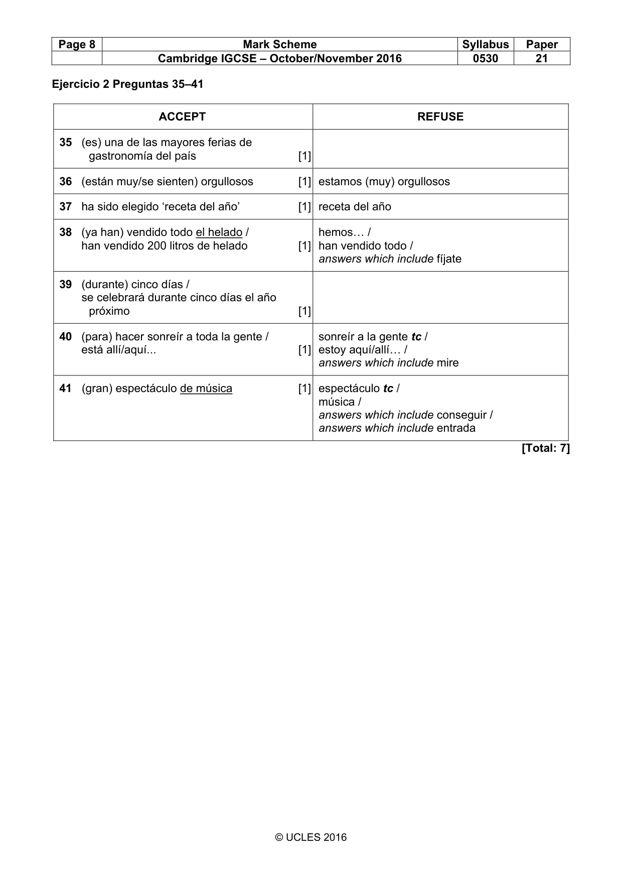 Mark scheme, page 8 of 8