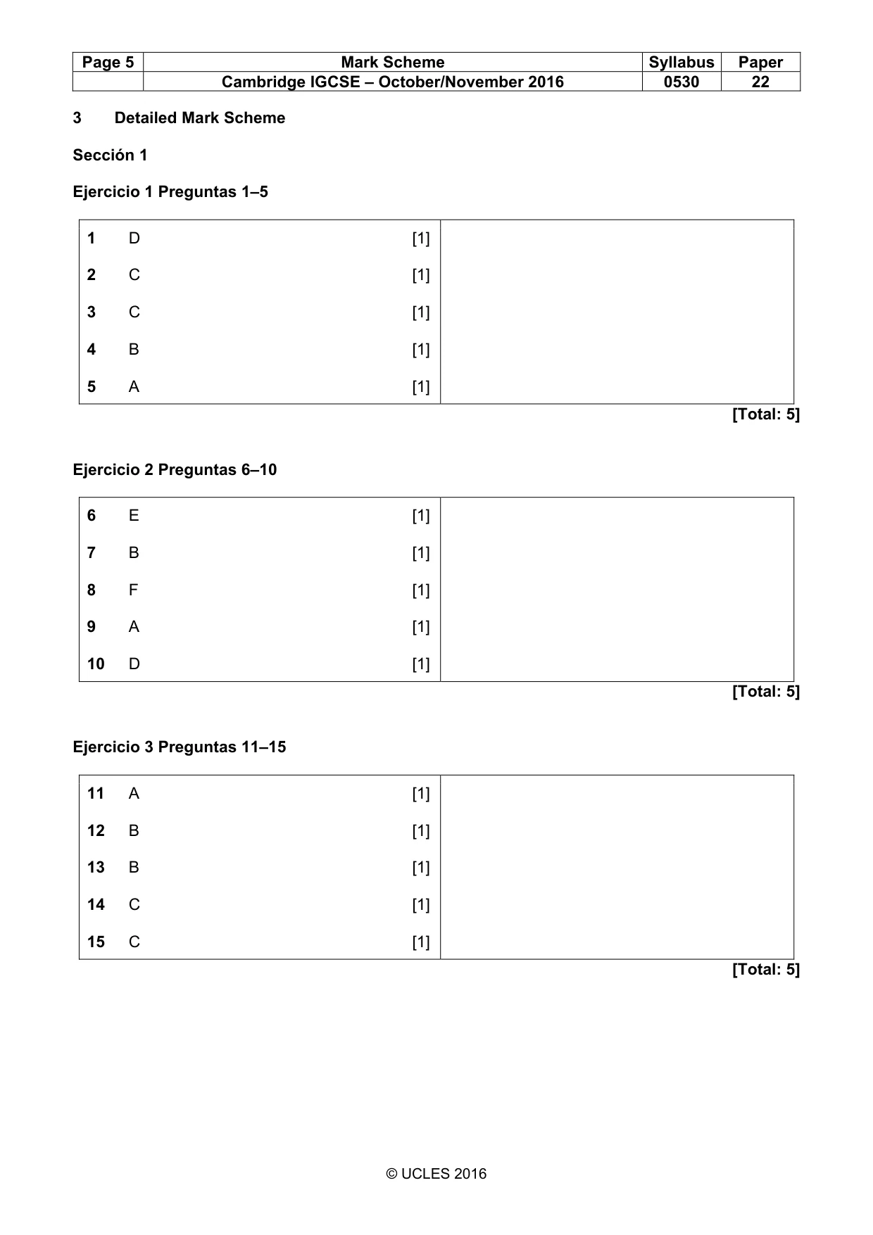 Mark scheme, page 5 of 8