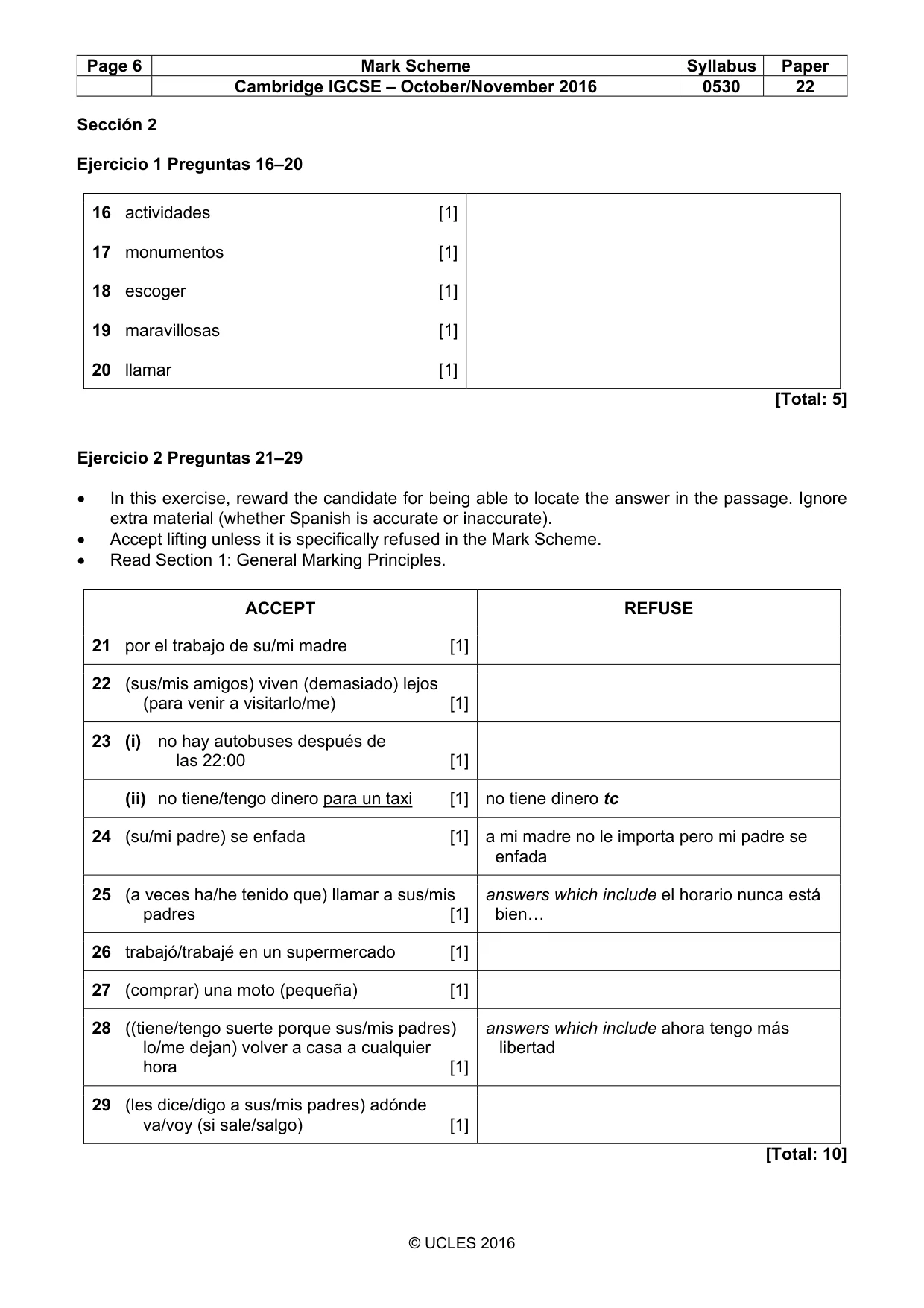 Mark scheme, page 6 of 8