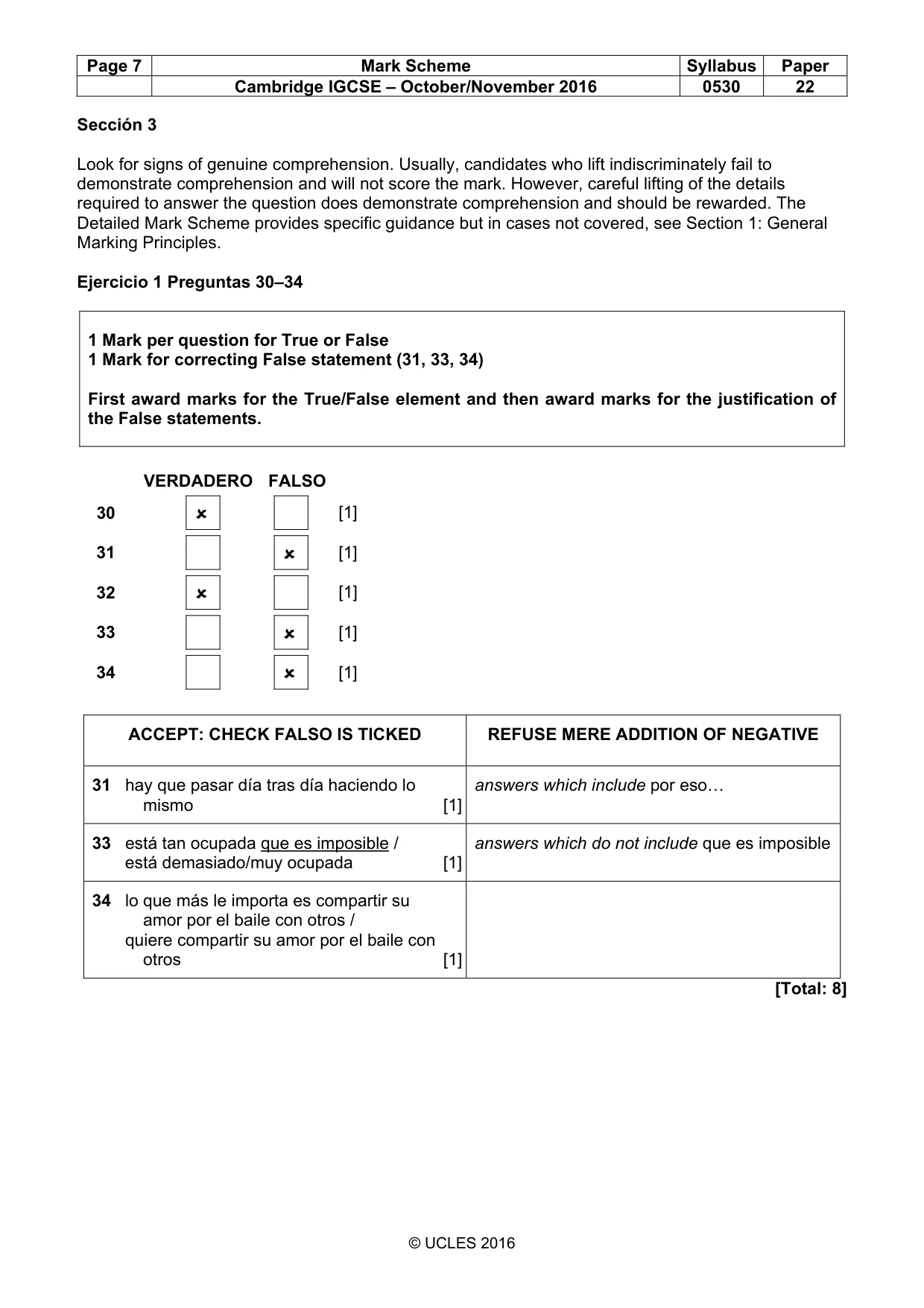 Mark scheme, page 7 of 8