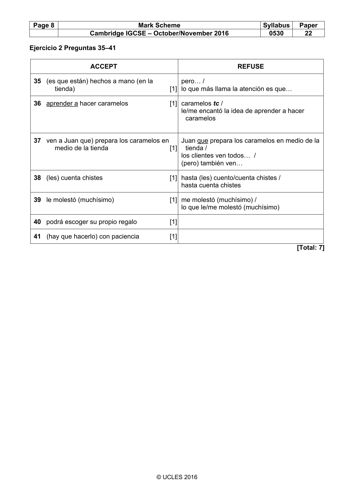 Mark scheme, page 8 of 8