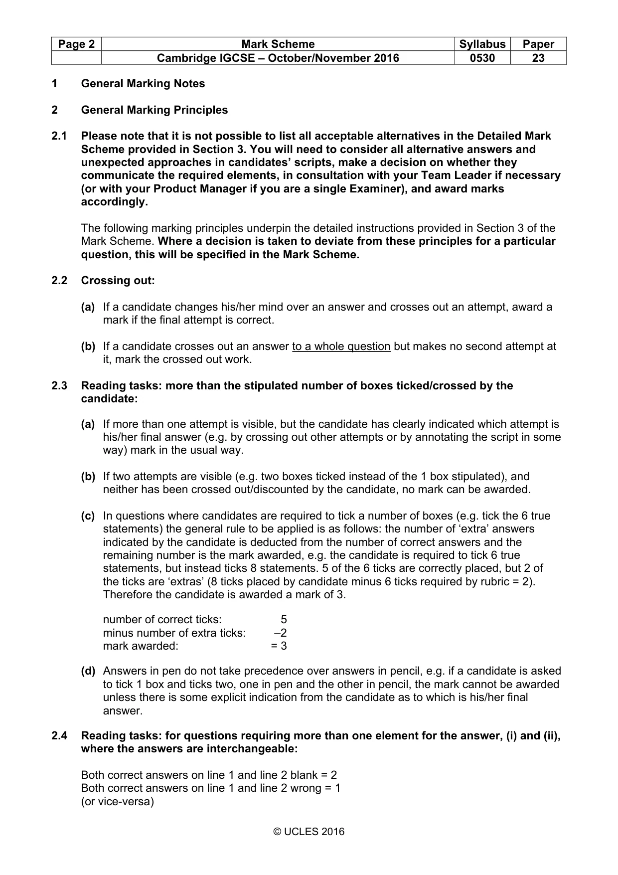 Mark scheme, page 2 of 9
