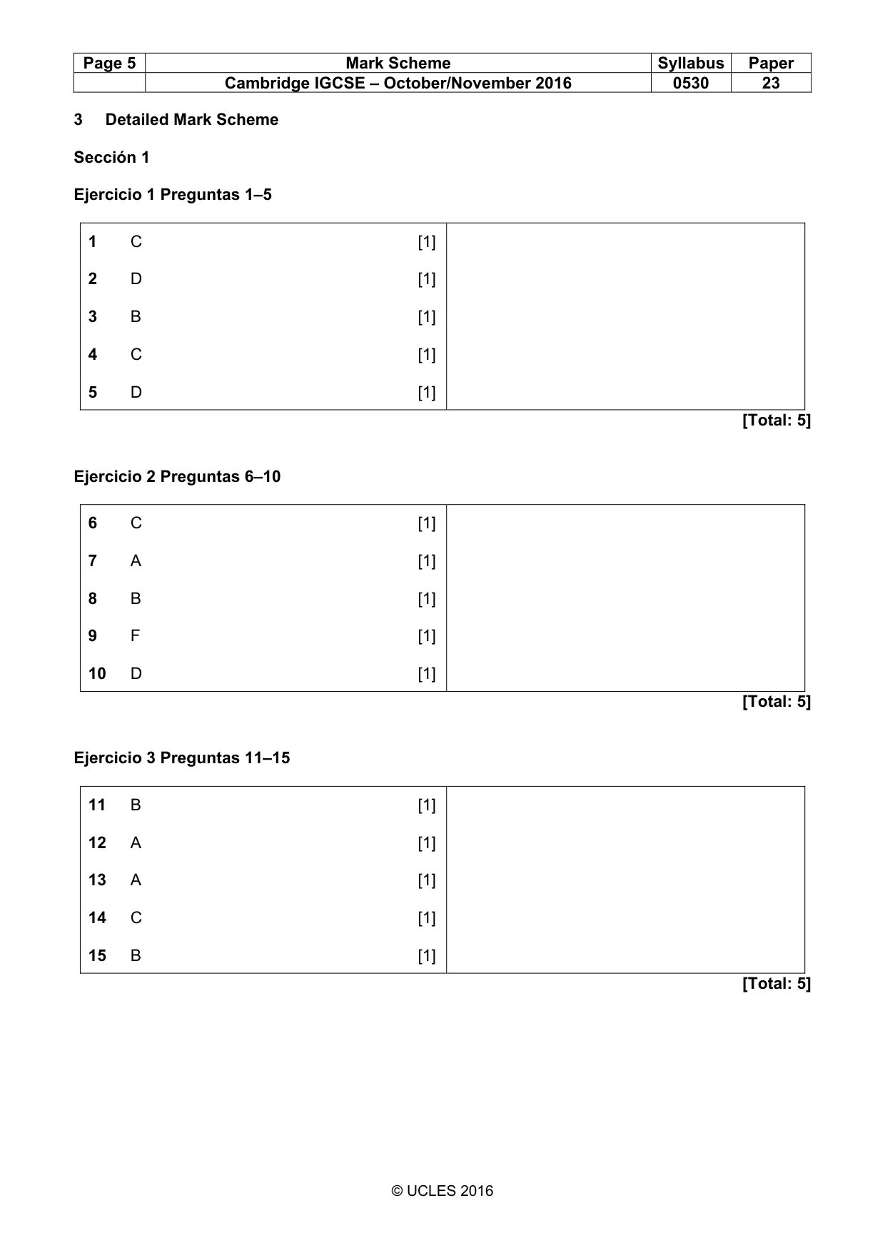 Mark scheme, page 5 of 9