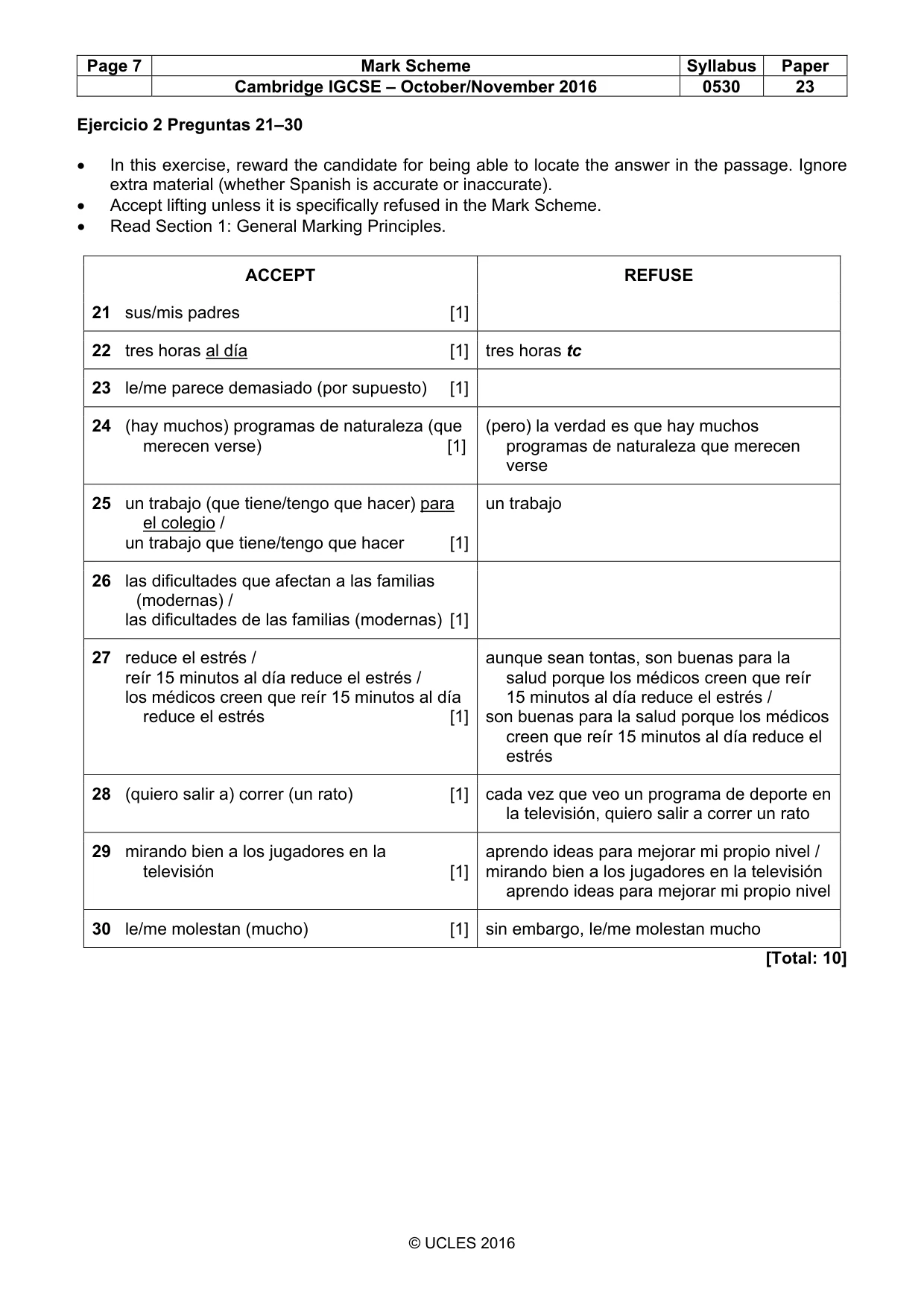 Mark scheme, page 7 of 9