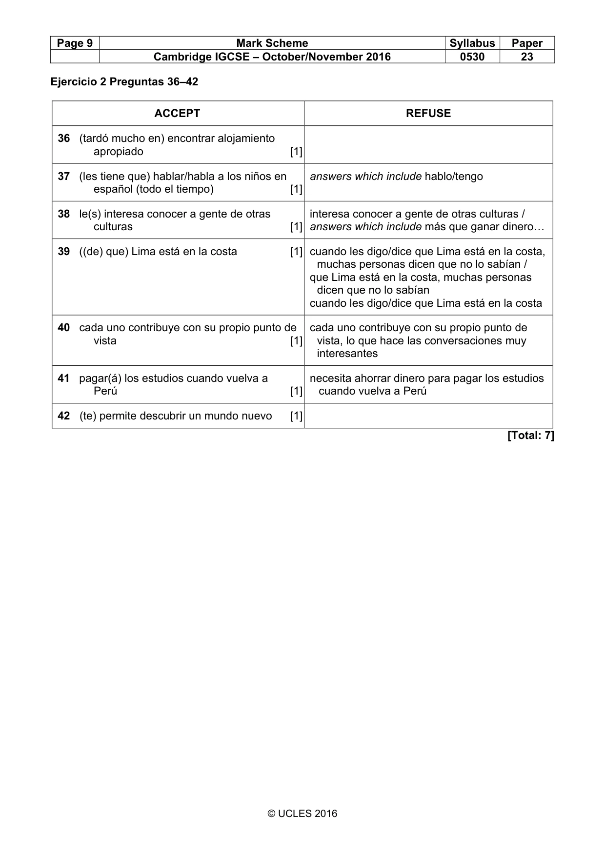 Mark scheme, page 9 of 9