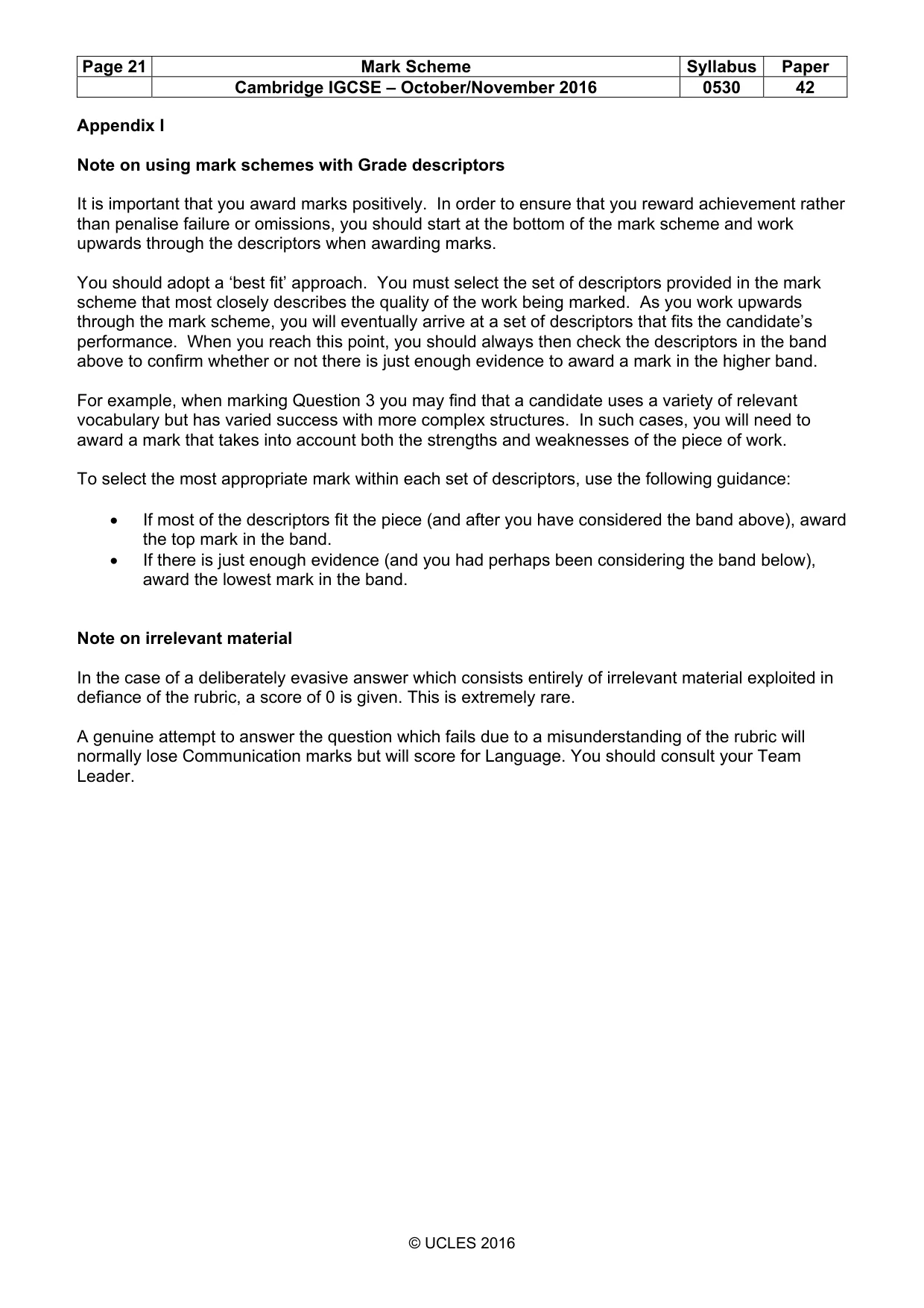 Mark scheme, page 21 of 26
