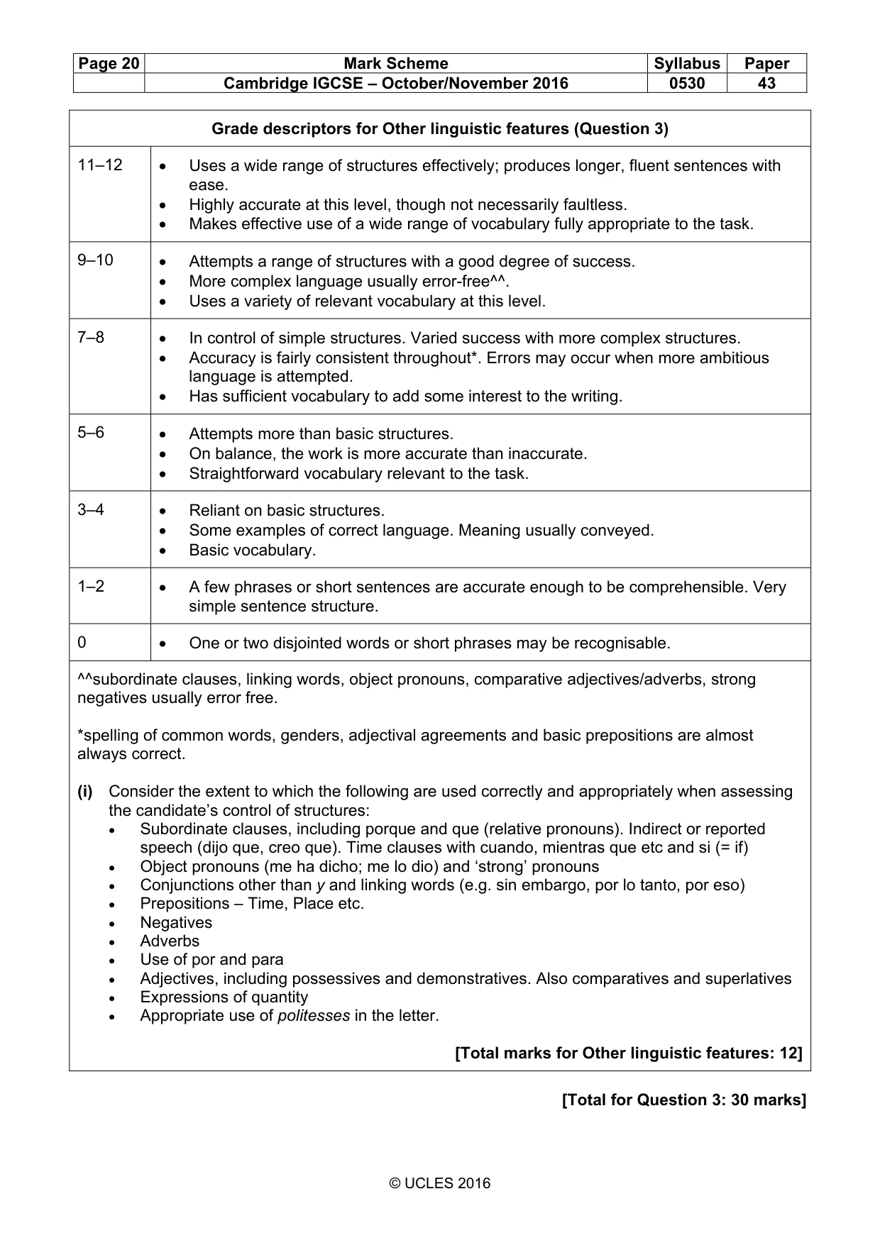 Mark scheme, page 20 of 26