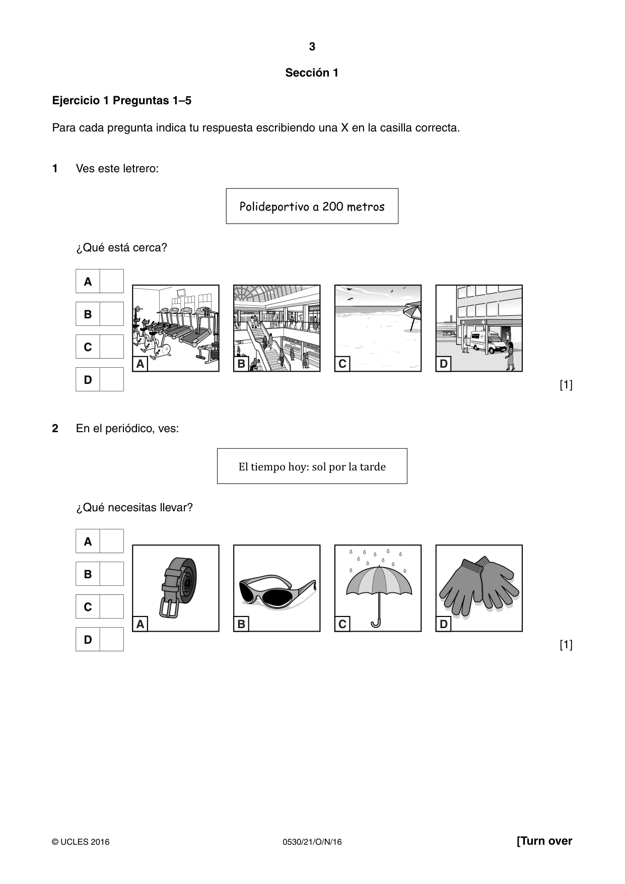 Cambridge IGCSE Spanish - Foreign Language 0530 2016 Oct/Nov Paper 2 · Variant 1 question paper, page 3 of 16