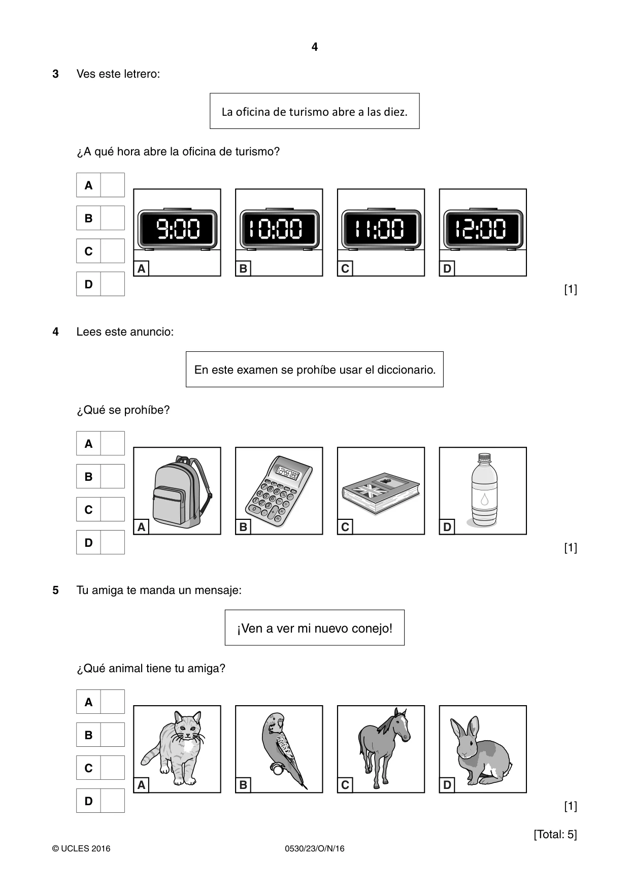 Cambridge IGCSE Spanish - Foreign Language 0530 2016 Oct/Nov Paper 2 · Variant 3 question paper, page 4 of 16