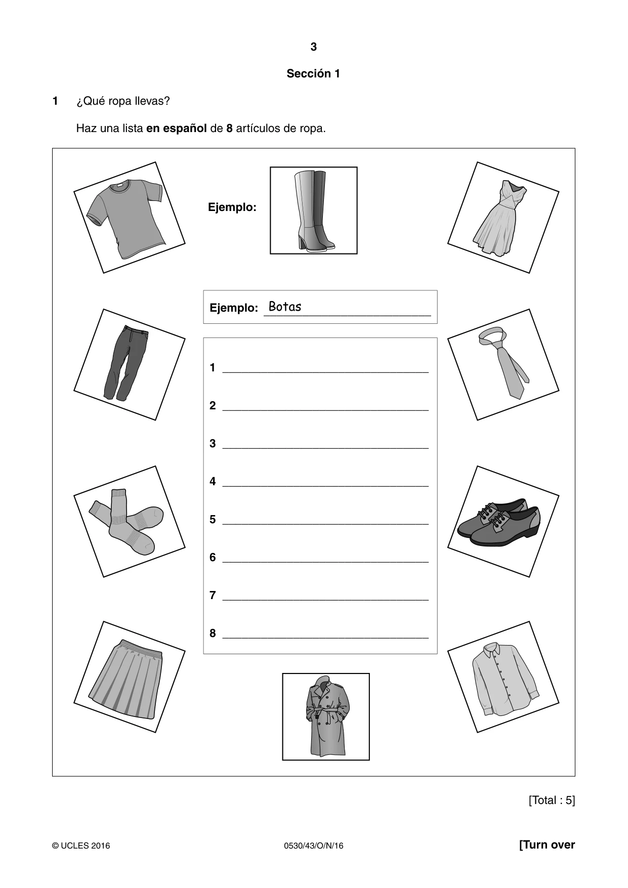 Cambridge IGCSE Spanish - Foreign Language 0530 2016 Oct/Nov Paper 4 · Variant 3 question paper, page 3 of 8