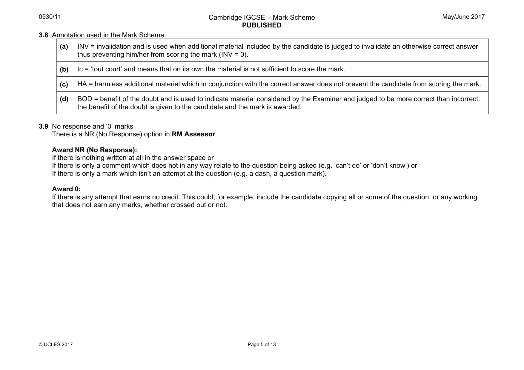 Mark scheme, page 5 of 13