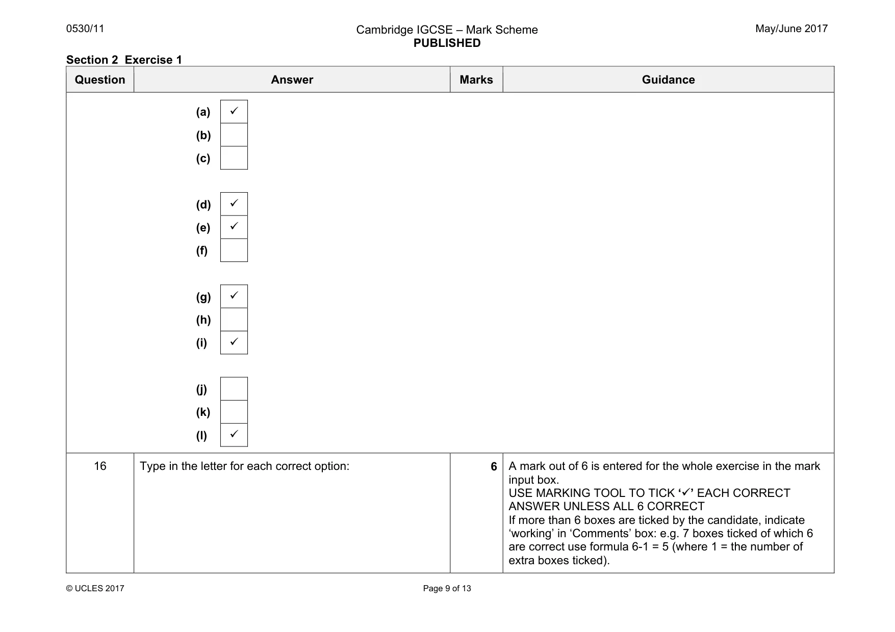 Mark scheme, page 9 of 13