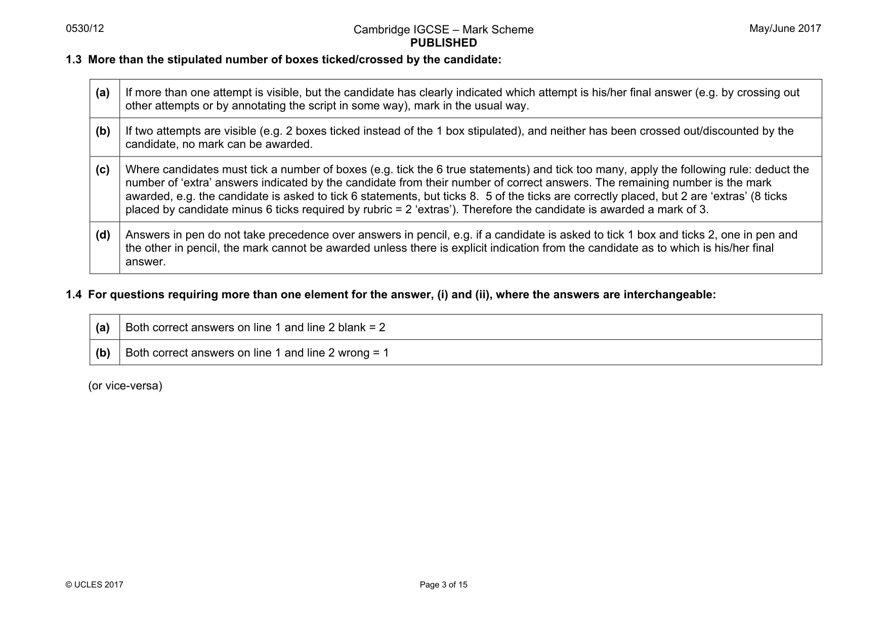 Mark scheme, page 3 of 15