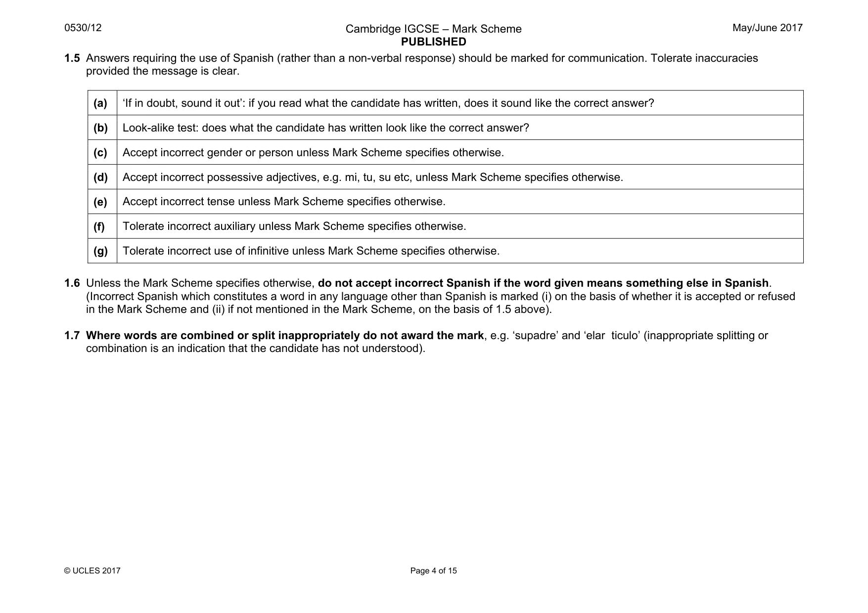 Mark scheme, page 4 of 15