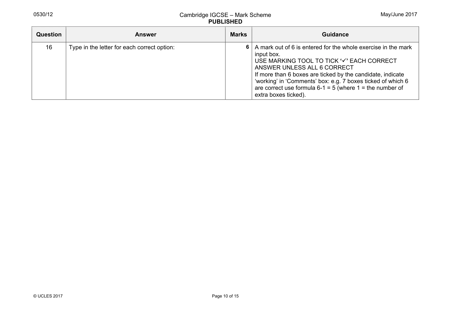 Mark scheme, page 10 of 15