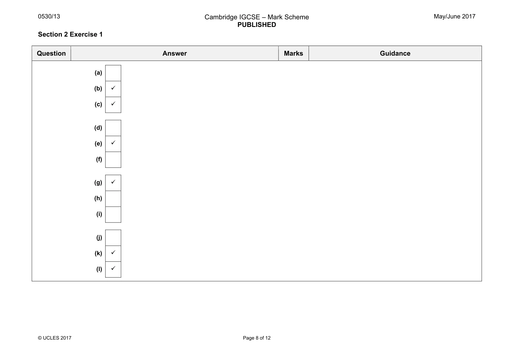 Mark scheme, page 8 of 12