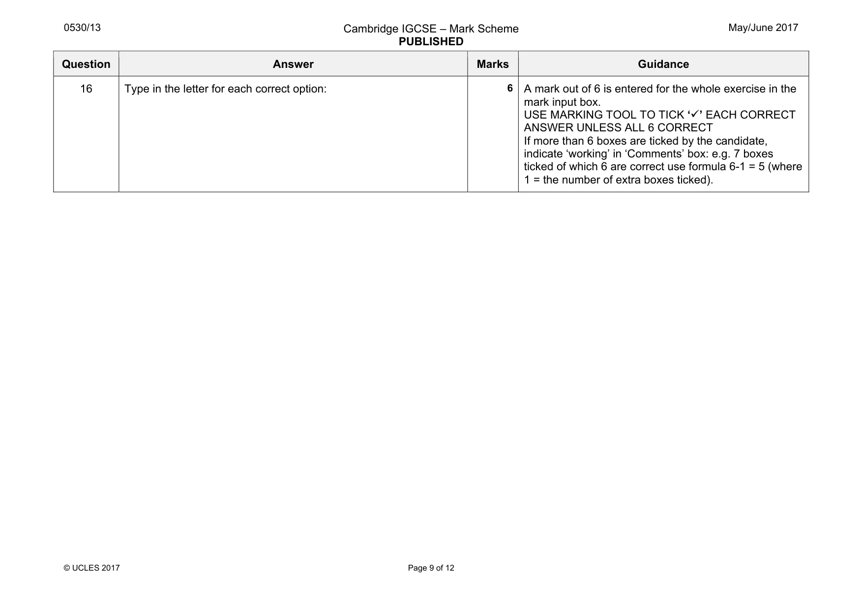 Mark scheme, page 9 of 12