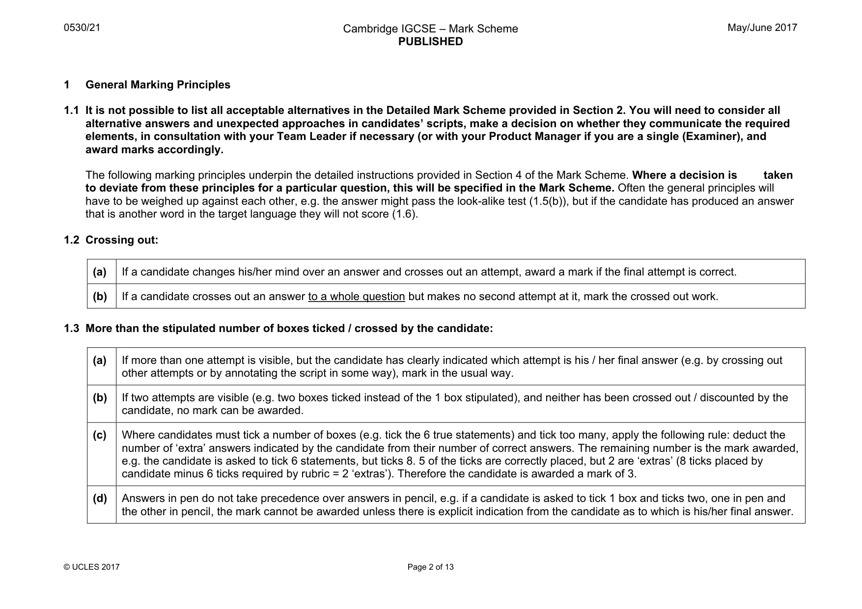 Mark scheme, page 2 of 13