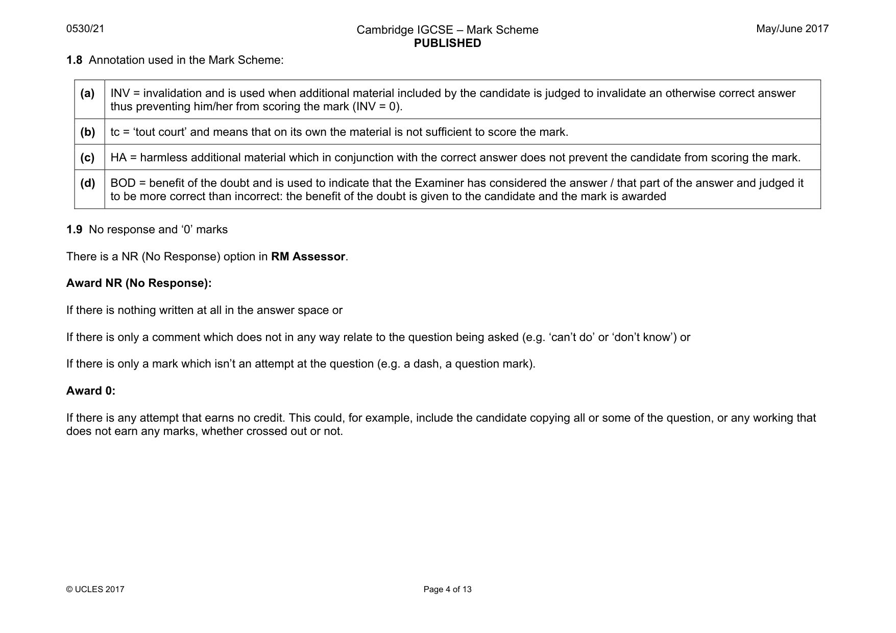 Mark scheme, page 4 of 13