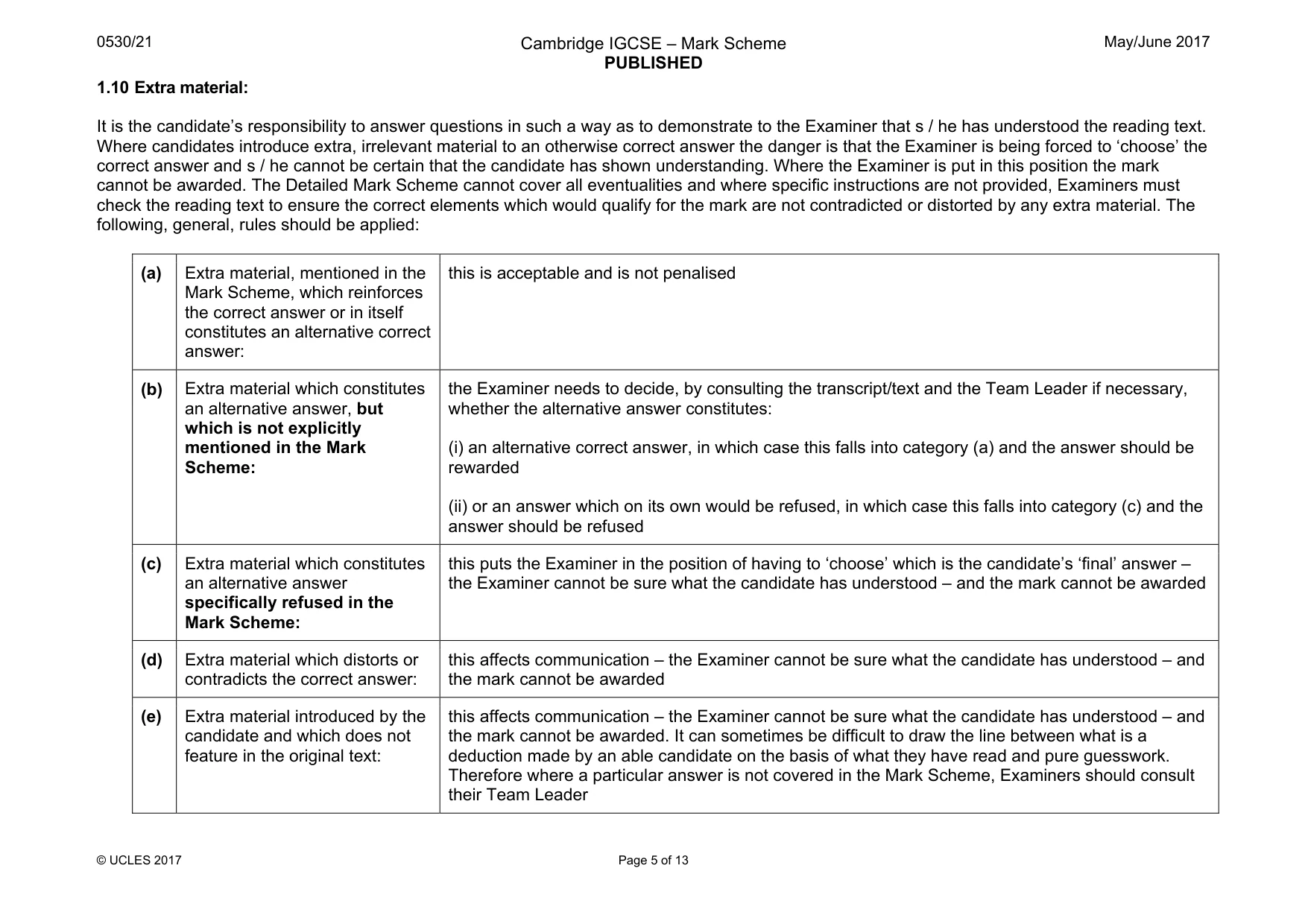 Mark scheme, page 5 of 13