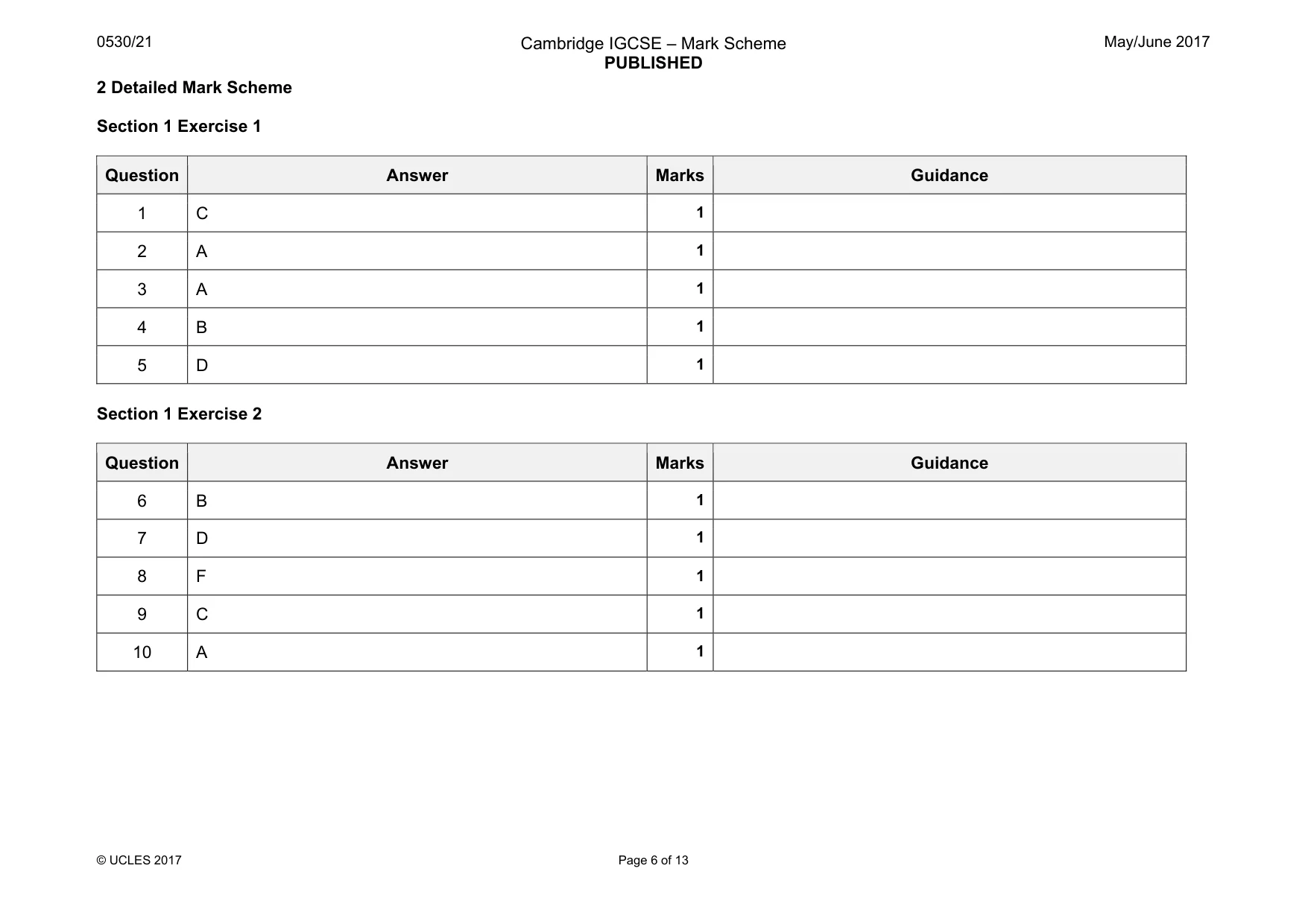 Mark scheme, page 6 of 13