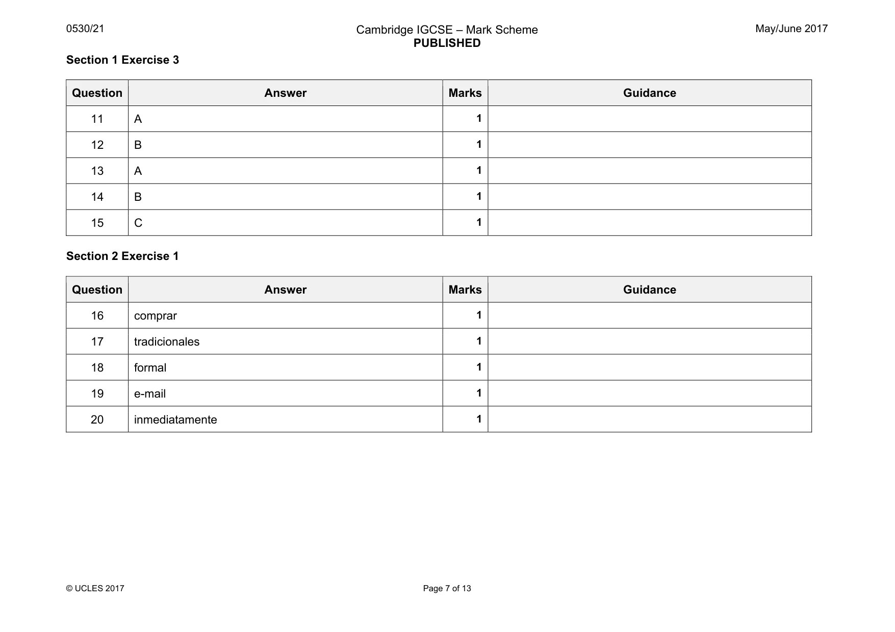 Mark scheme, page 7 of 13