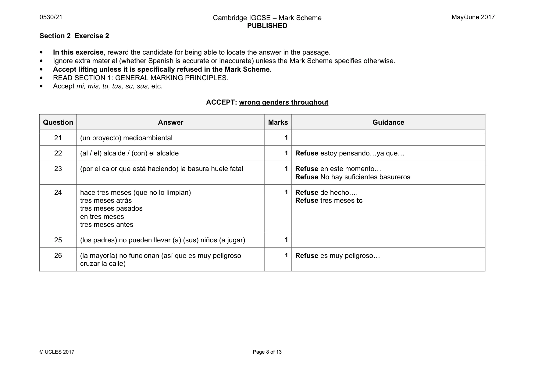 Mark scheme, page 8 of 13