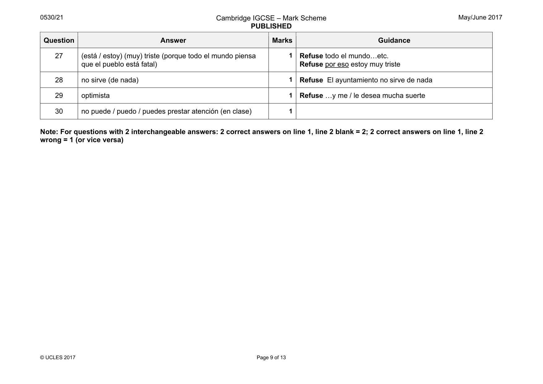Mark scheme, page 9 of 13
