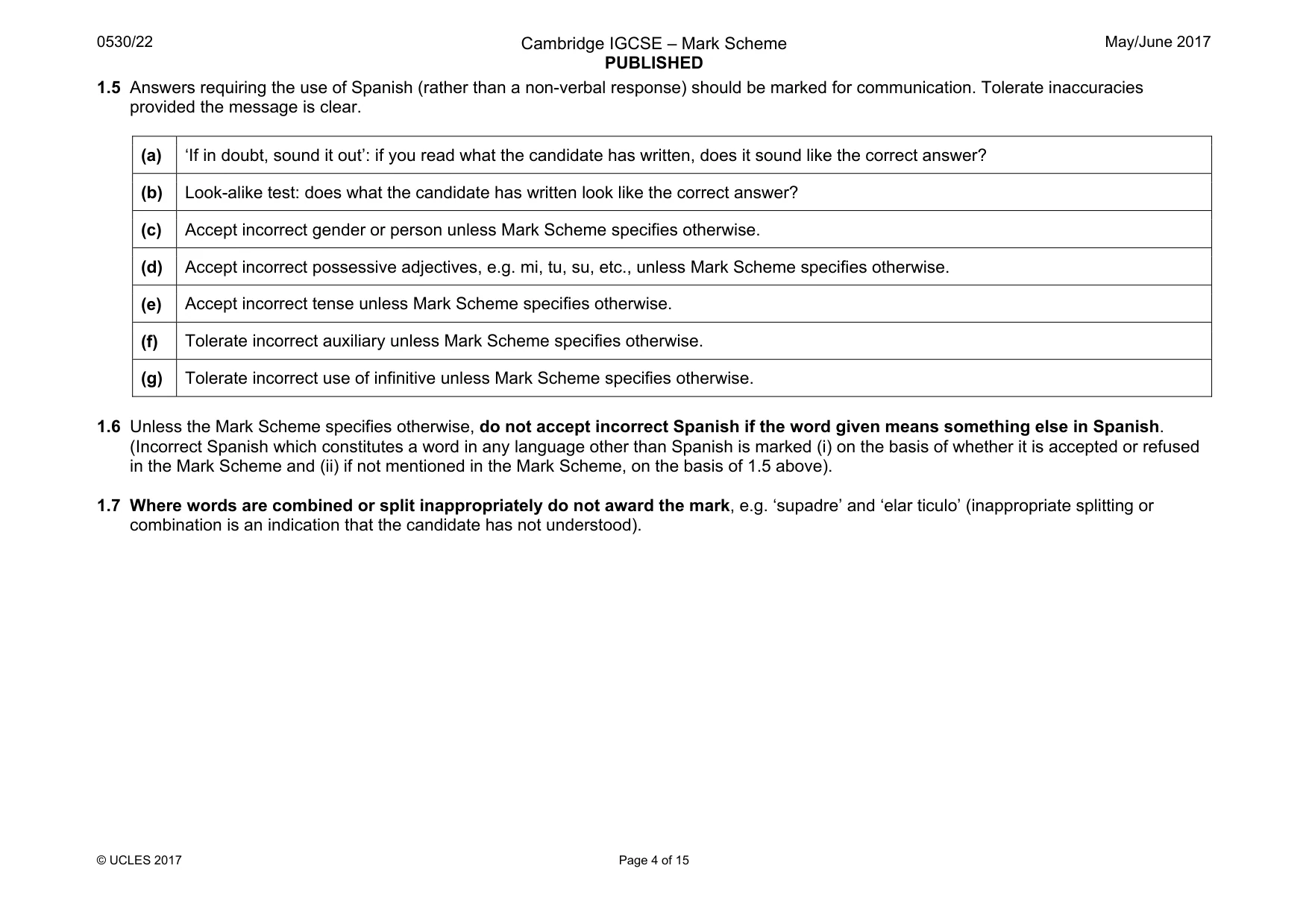 Mark scheme, page 4 of 15