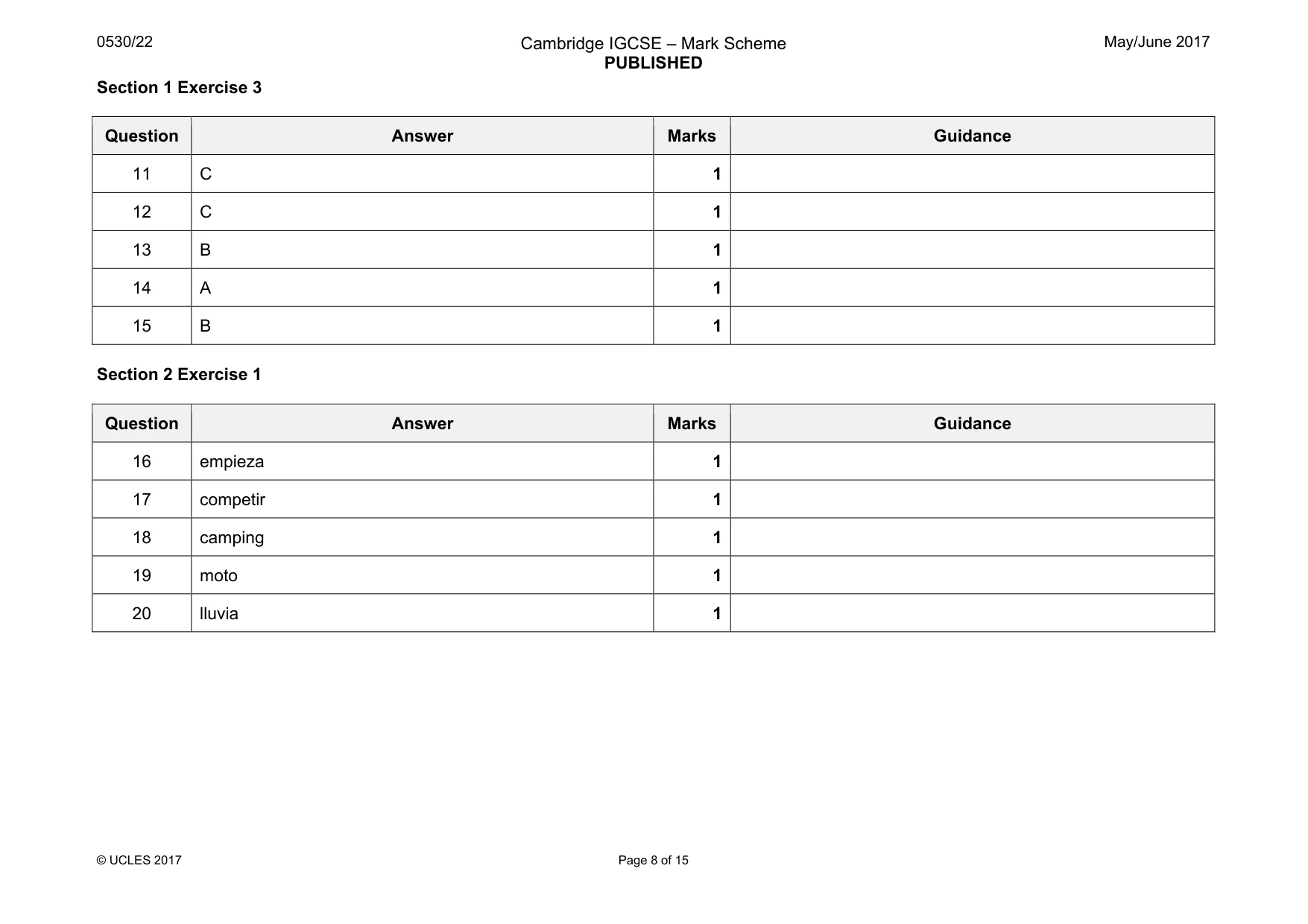 Mark scheme, page 8 of 15