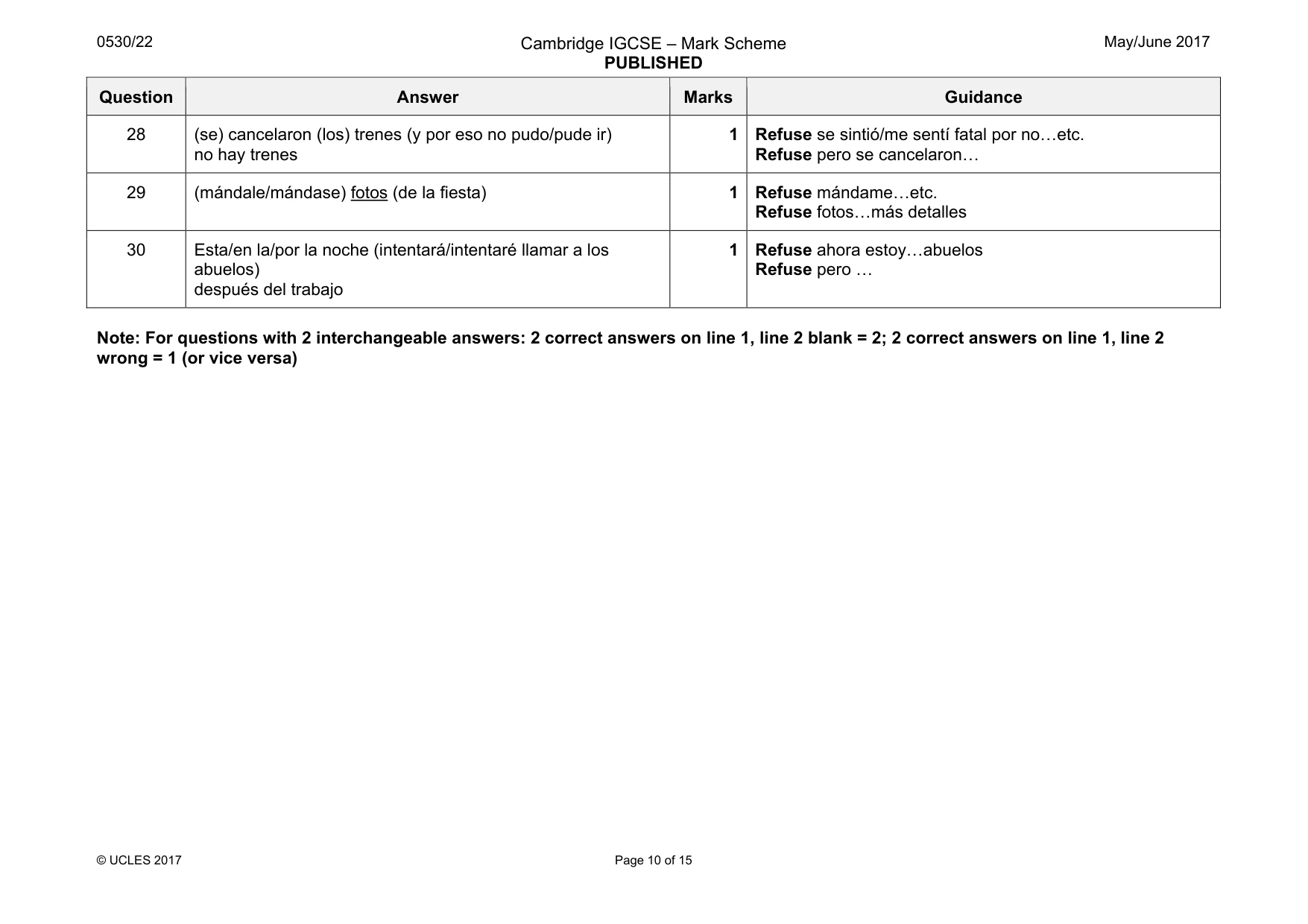 Mark scheme, page 10 of 15
