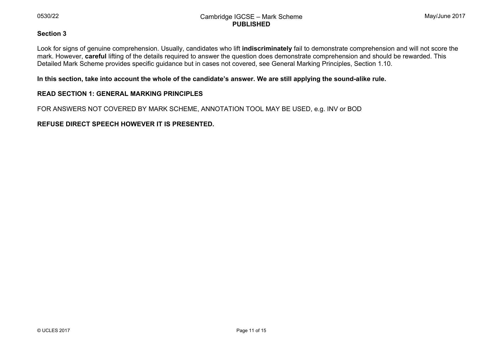 Mark scheme, page 11 of 15