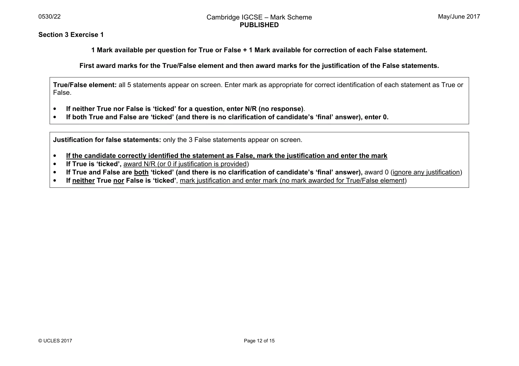 Mark scheme, page 12 of 15