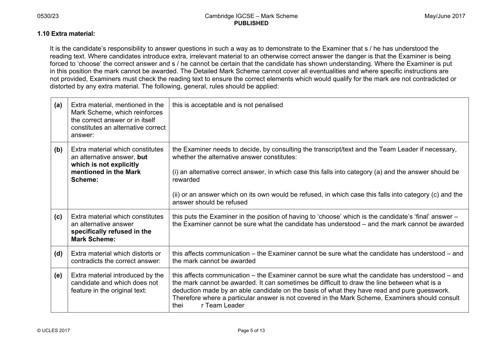 Mark scheme, page 5 of 13