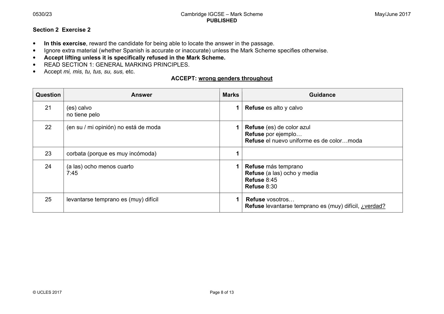 Mark scheme, page 8 of 13