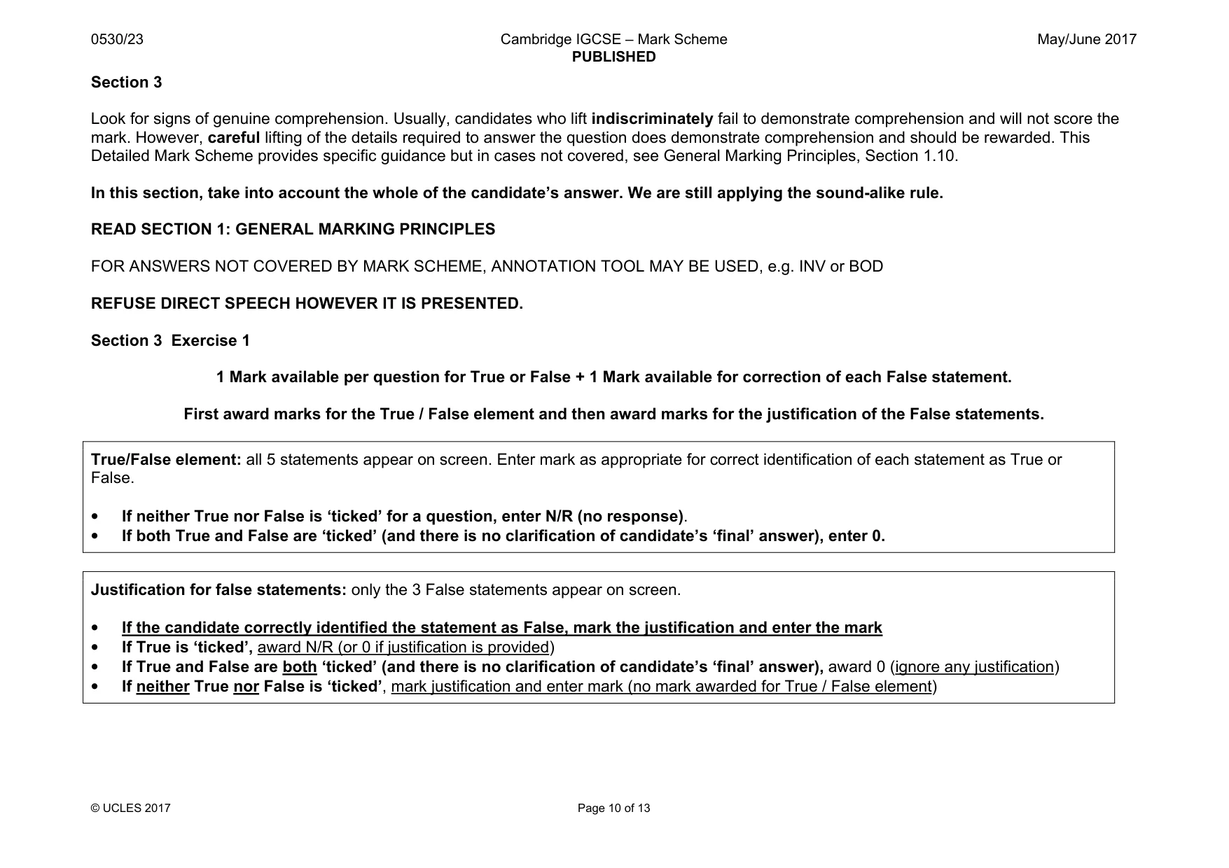 Mark scheme, page 10 of 13