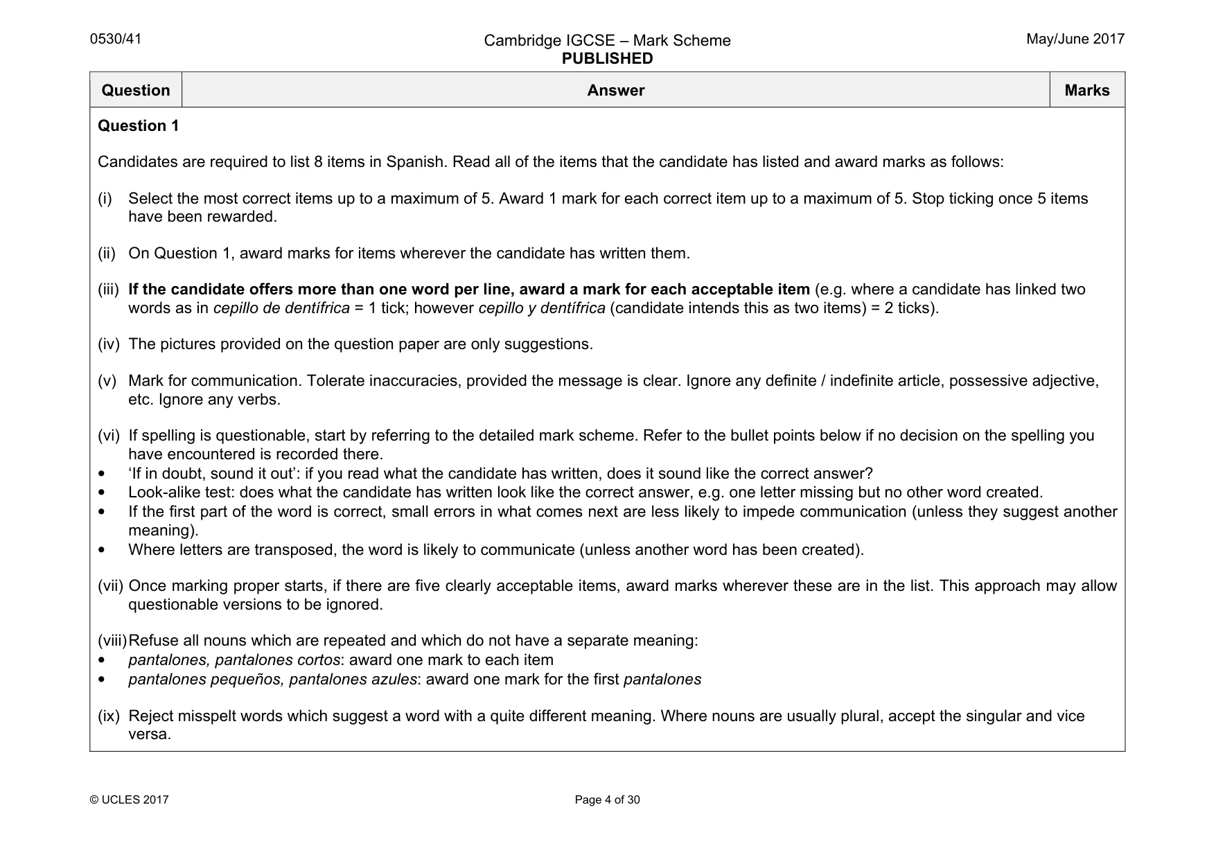 Mark scheme, page 4 of 30