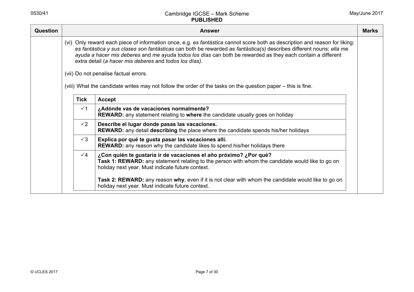 Mark scheme, page 7 of 30