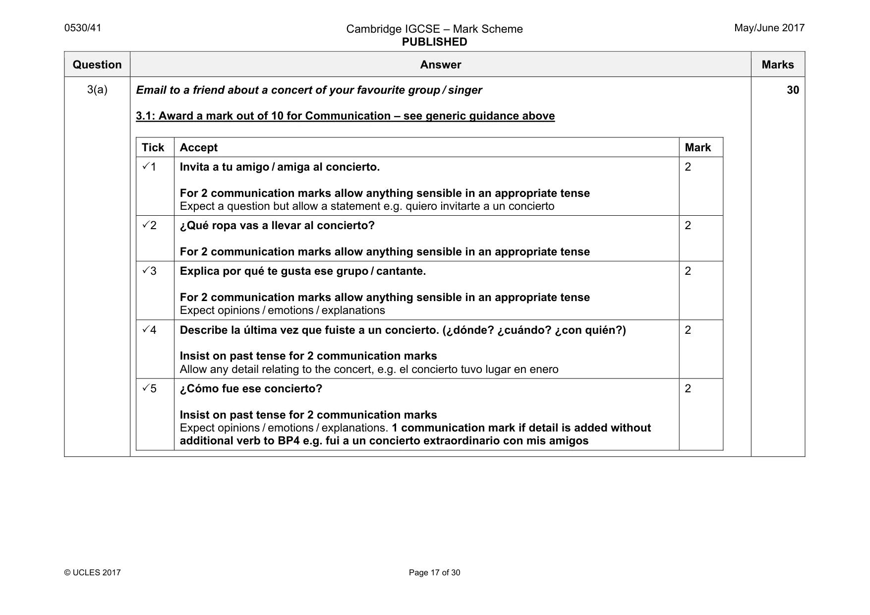 Mark scheme, page 17 of 30
