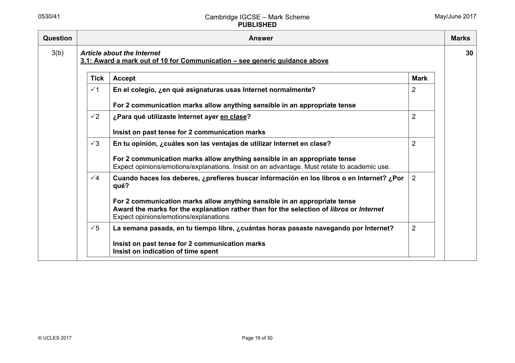 Mark scheme, page 19 of 30
