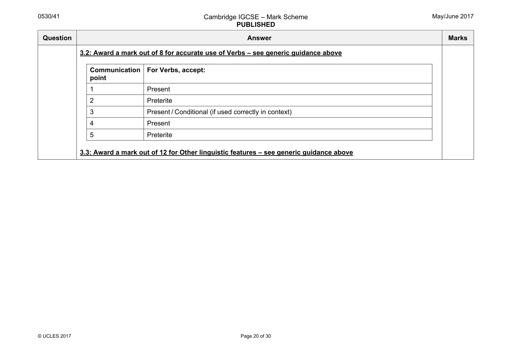Mark scheme, page 20 of 30