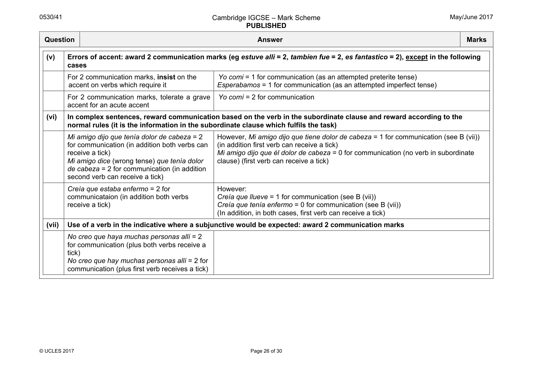 Mark scheme, page 26 of 30
