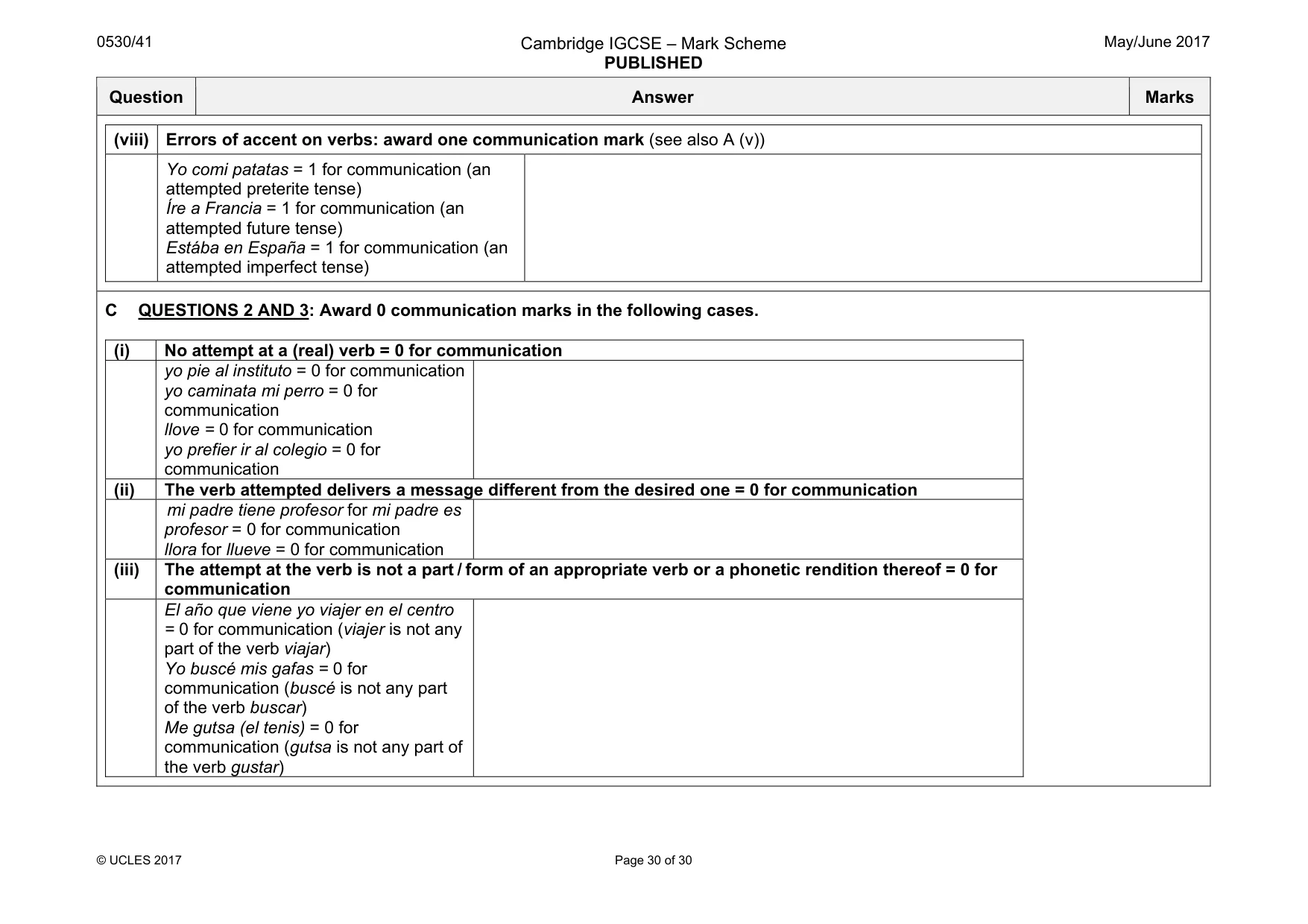 Mark scheme, page 30 of 30