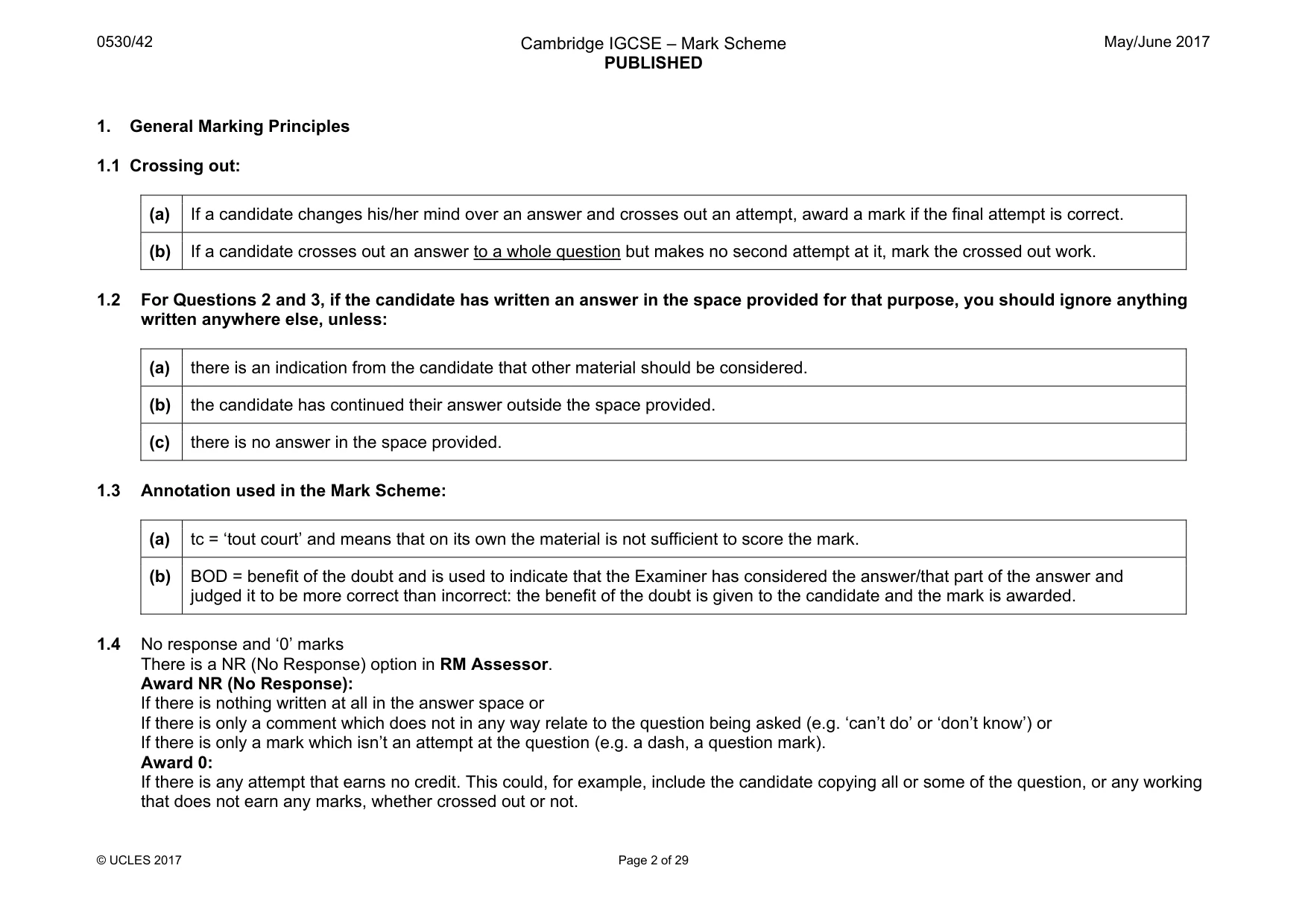 Mark scheme, page 2 of 29