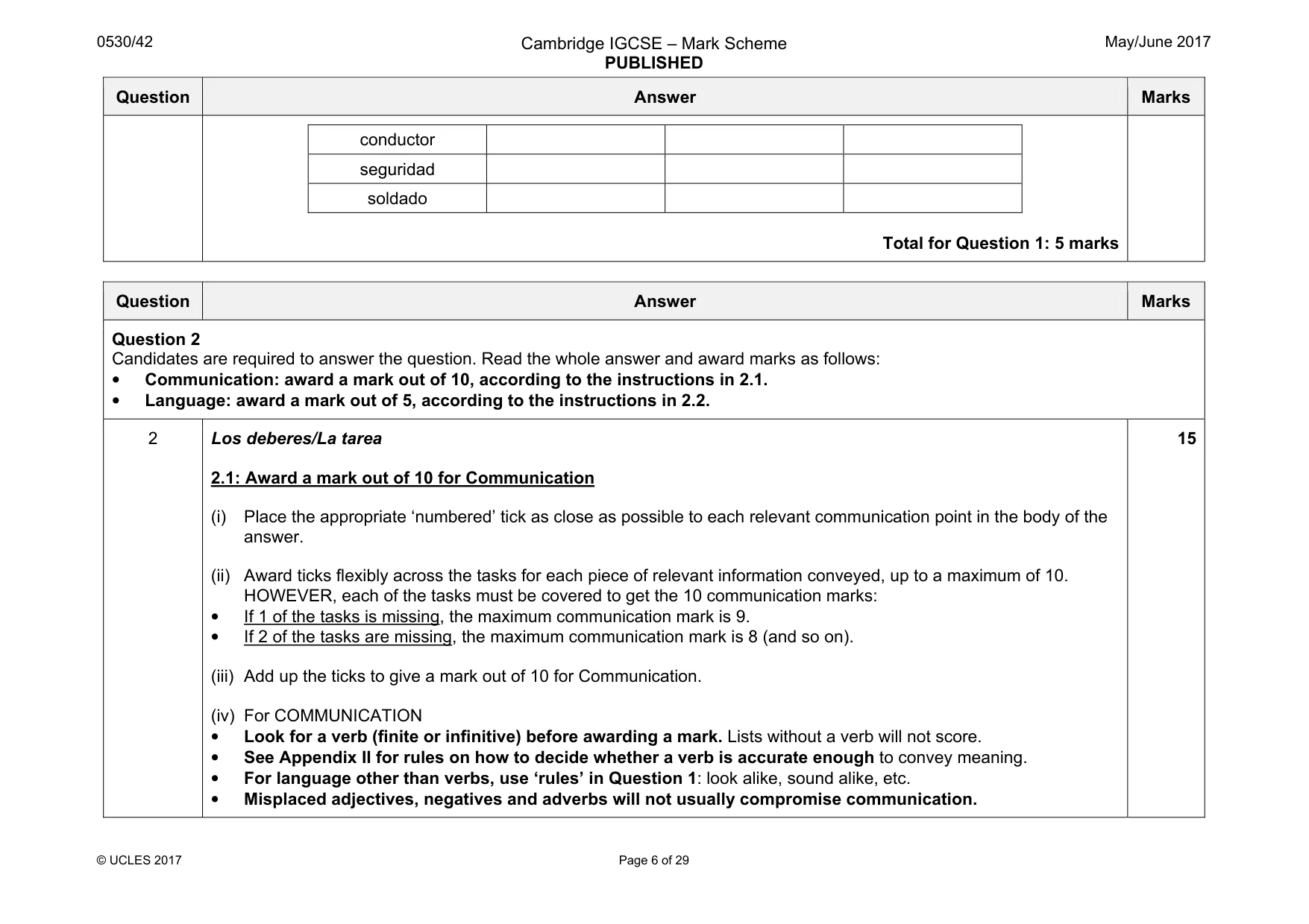 Mark scheme, page 6 of 29