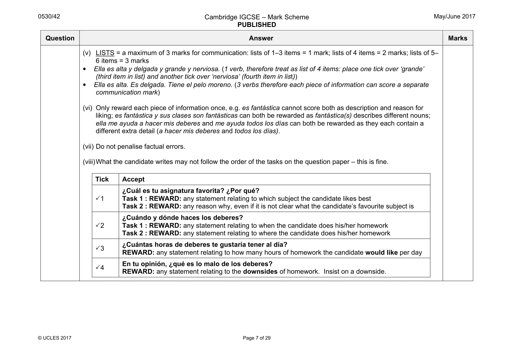 Mark scheme, page 7 of 29