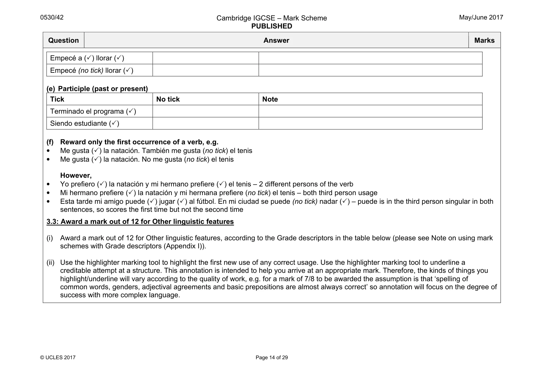 Mark scheme, page 14 of 29